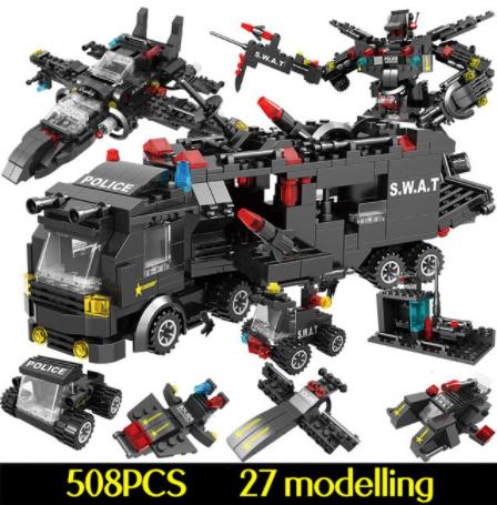 レゴ互換 警察 特殊部隊 ヘリコプター トラック 車両 車 潜水艦 Lego互換 ブロックセッ
