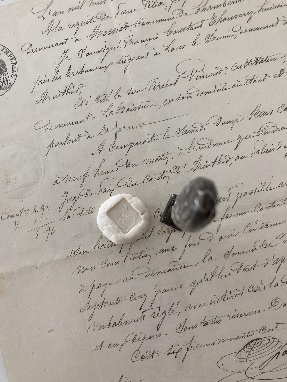 フランスアンティーク シルバー製 シーリングスタンプ・ヤドリギ