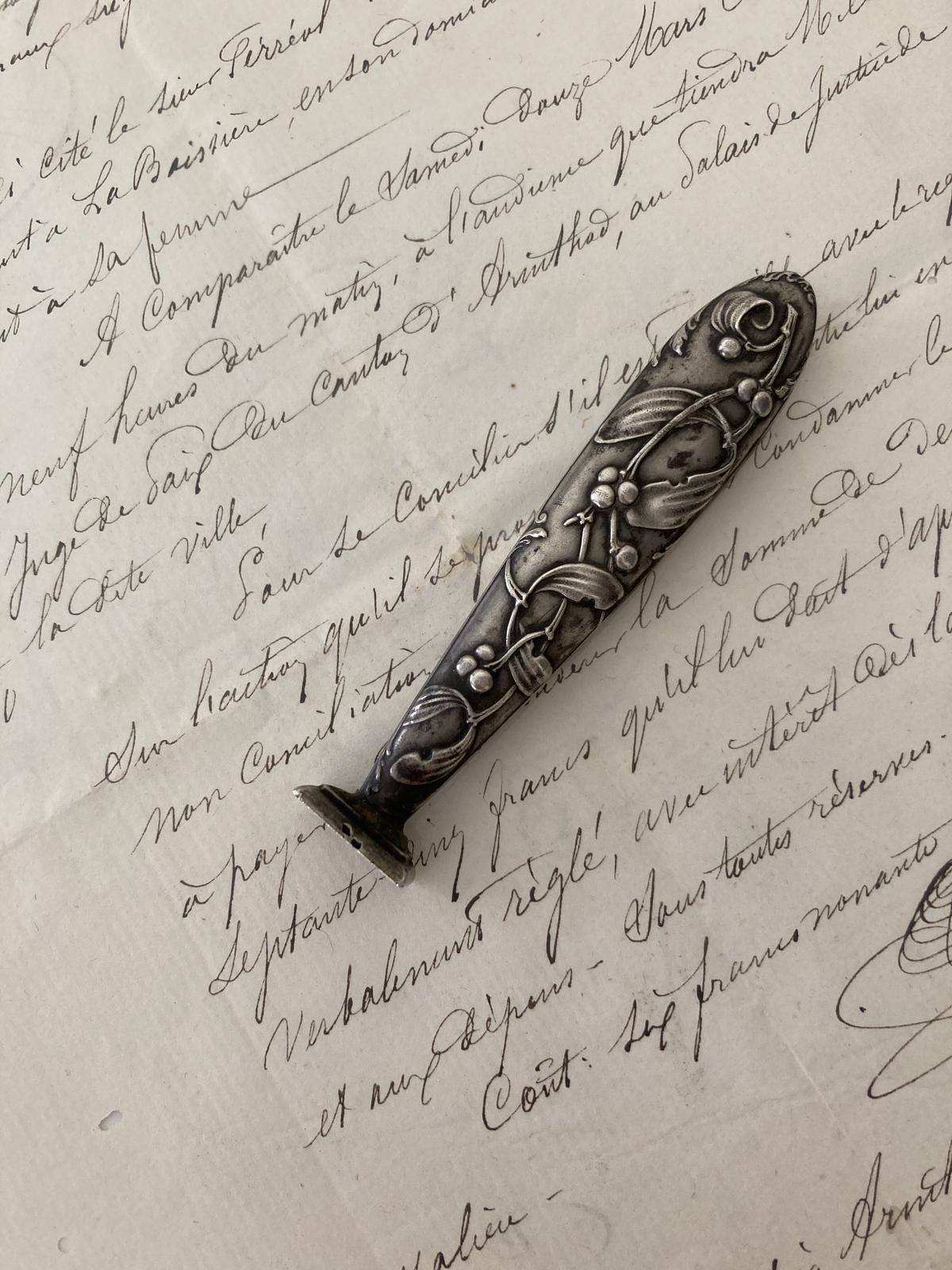 フランスアンティーク シルバー製 シーリングスタンプ・ヤドリギ