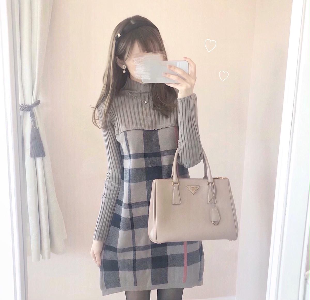即納あり バスト切り替えチェックワンピースaya2 Cherie Mimi