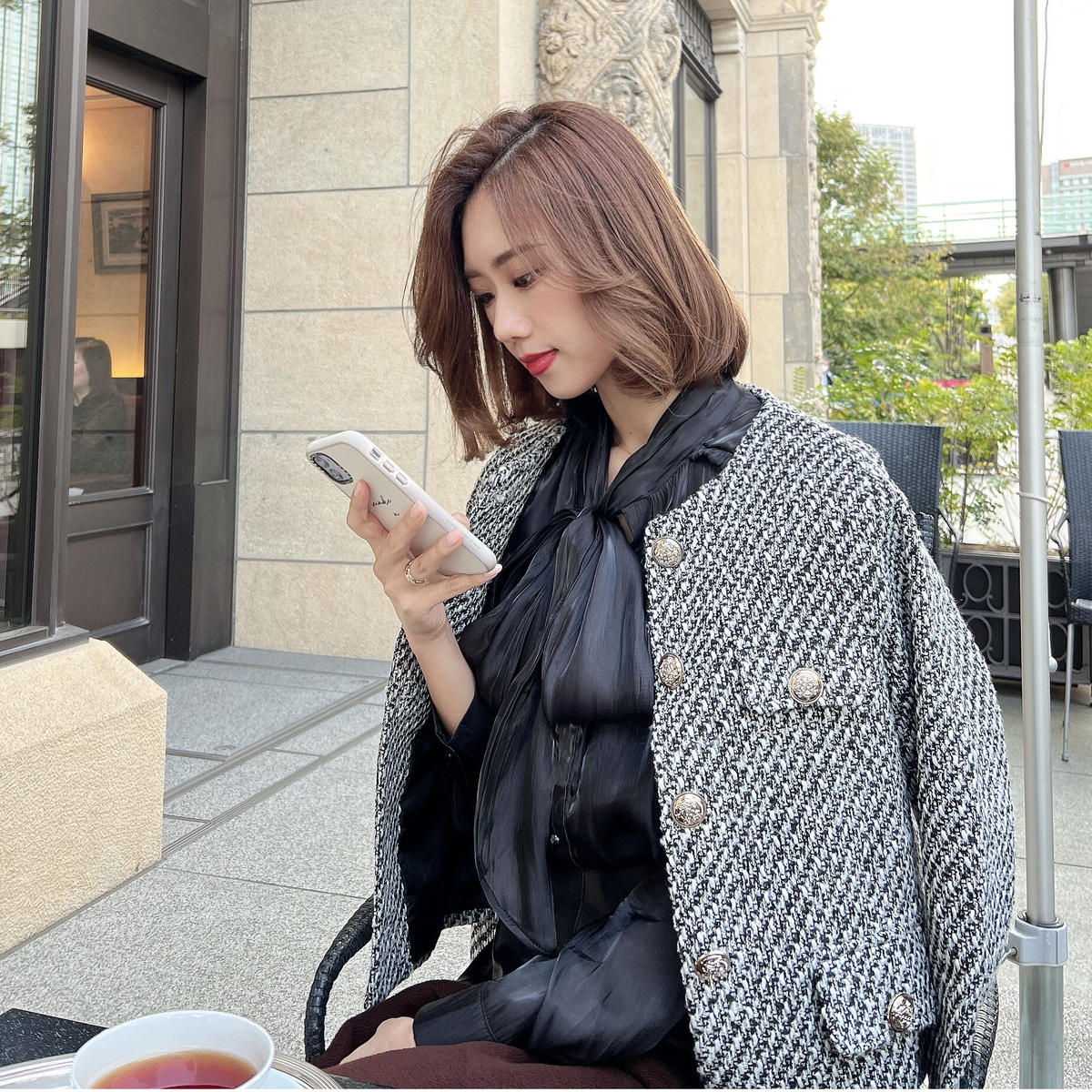 ノーカラーツイードジャケット | Chic ノーカラーツイードジャケット | Chic