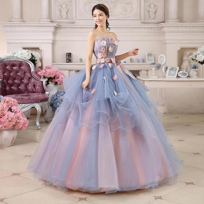 ランキング第1位 高品質 ピンク エレガント プリンセスライン ベアトップ カラードレス フォーマル ドレス Www Ntfw Org