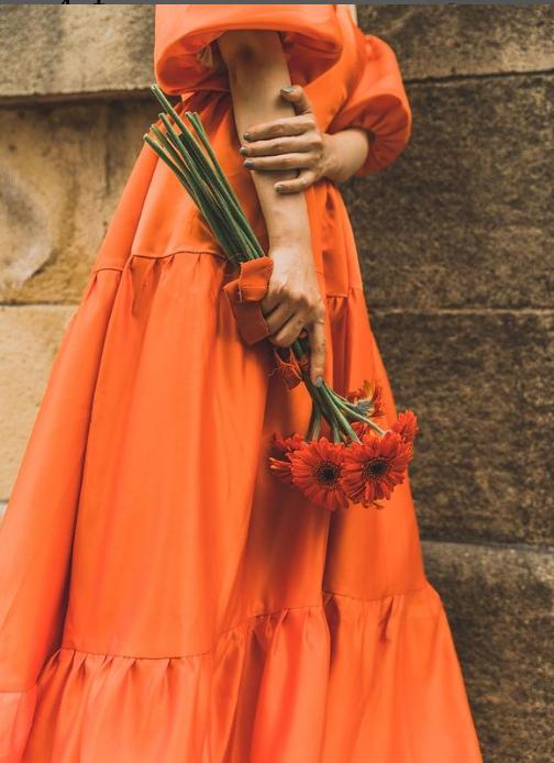 デザイン パーティードレス オレンジ 優雅なシルエ レディース服 カラーや