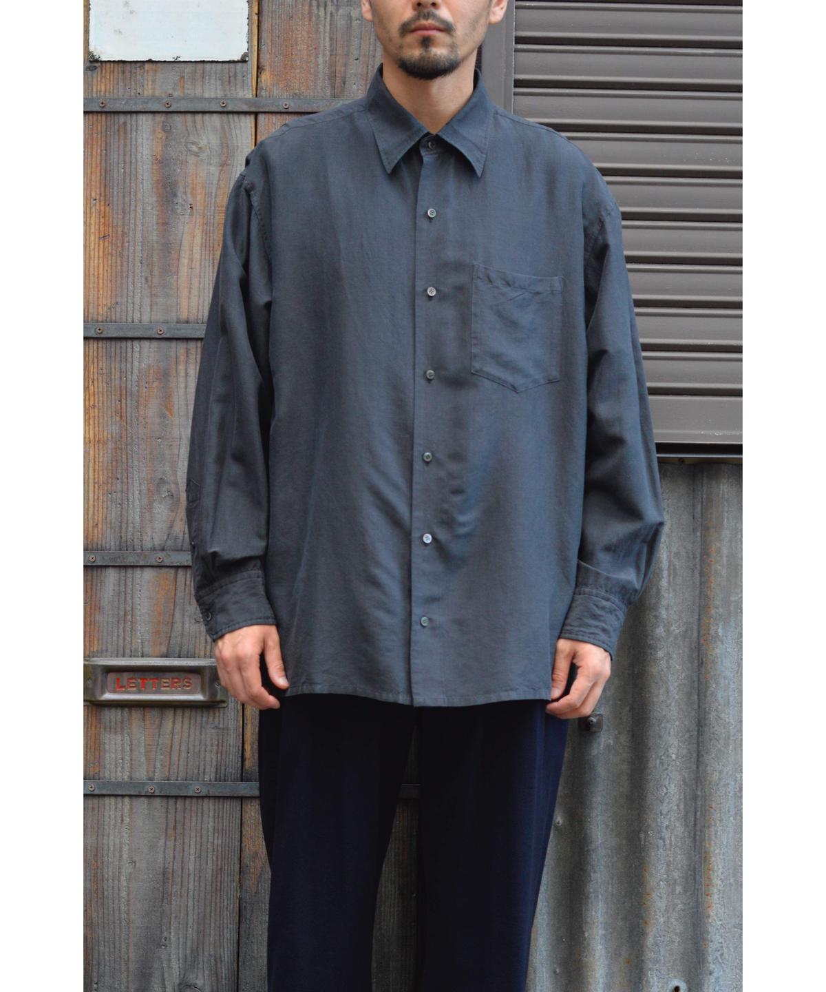 製品染めウールシルクシャツ / Black | CLOTH&CLOTHING 切売販売 シルク ウール シャツ ジャケット DSECOND シャツ