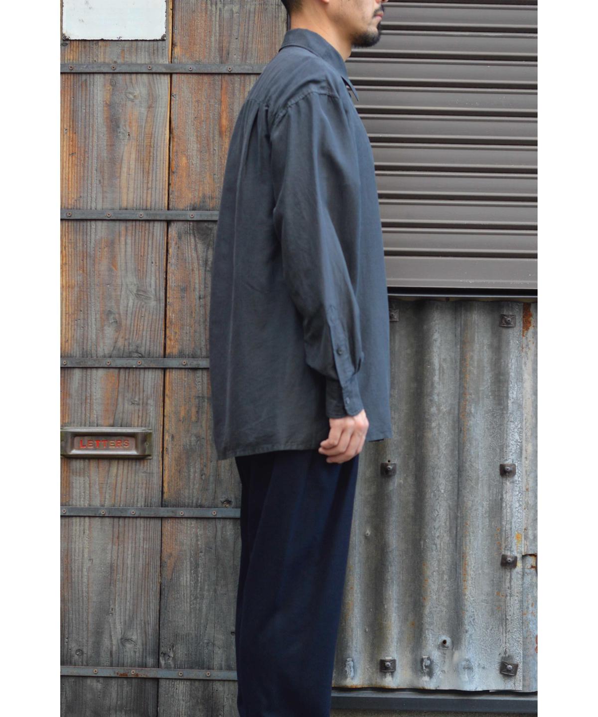 製品染めウールシルクシャツ / Black | CLOTH&CLOTHING 切売販売 シルク ウール シャツ ジャケット DSECOND シャツ