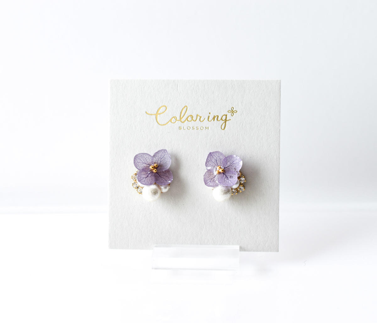 あじさいピアス 藤色 Coloring