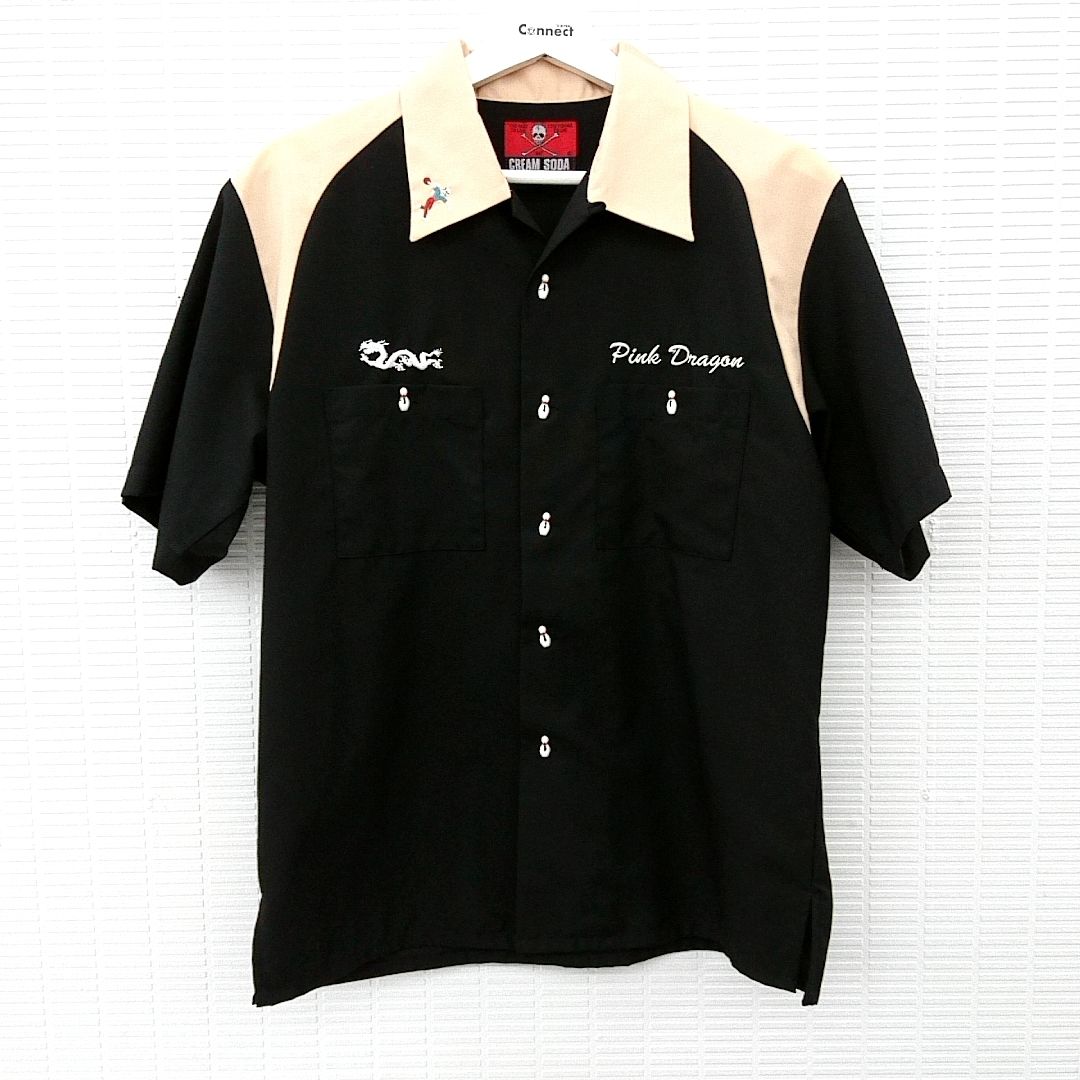 30%割引FREE SIZE100%本物保証! CREAM SODA 刺繍クリームソーダ 買い正規店 CREAM 刺繍クリームソーダ「ボーリングシャツ半袖」 SODA Tシャツ/カットソー(半袖/袖なし)