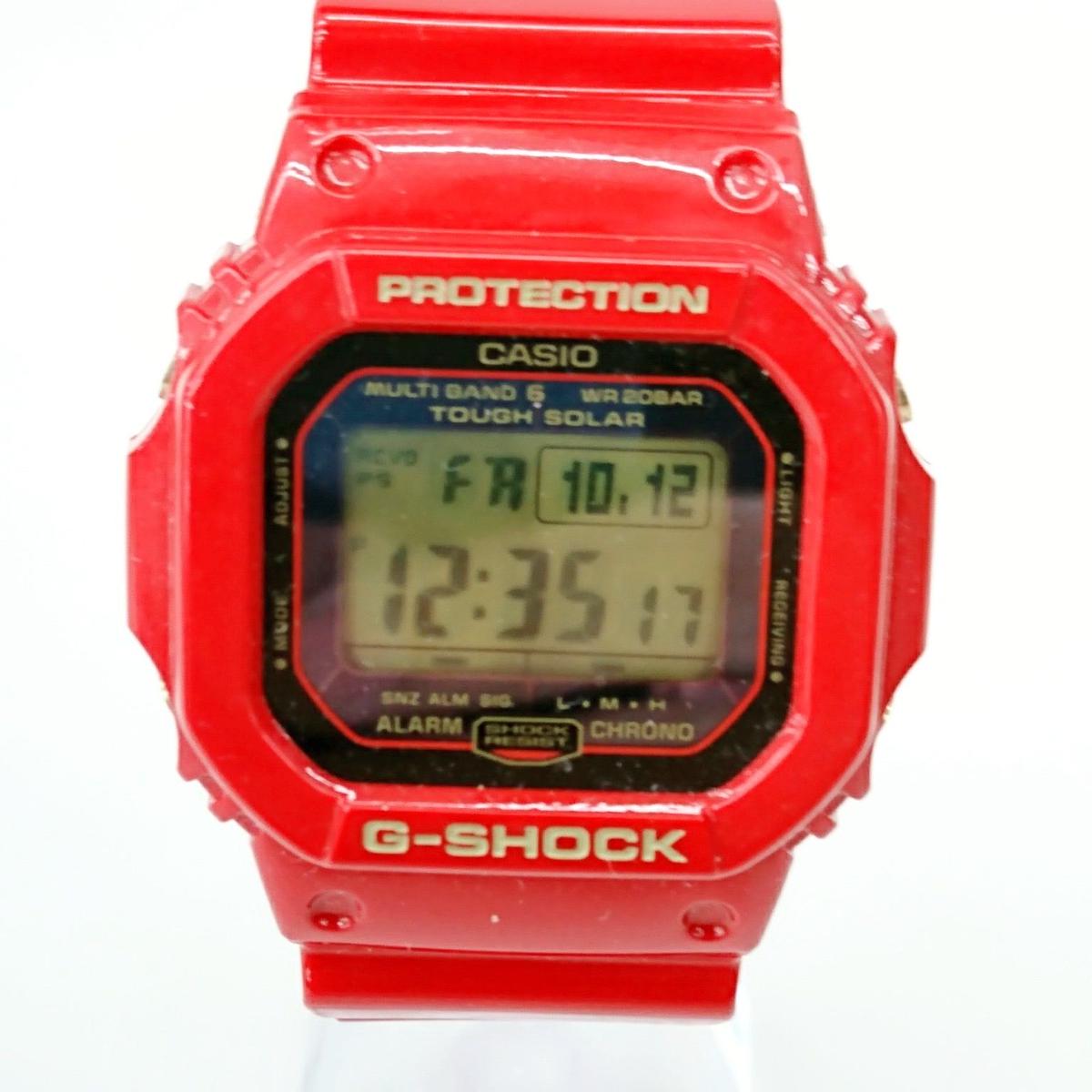 CASIO◇クォーツ腕時計_G-SHOCK/デジアナ/ラバー/WHT/BLK/RED