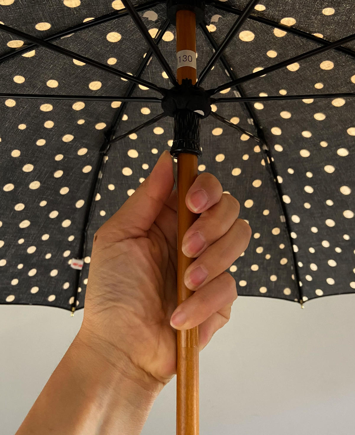 Women Sur Mer シュールメール ドット柄コットンリネン バンブーハンドル 日傘