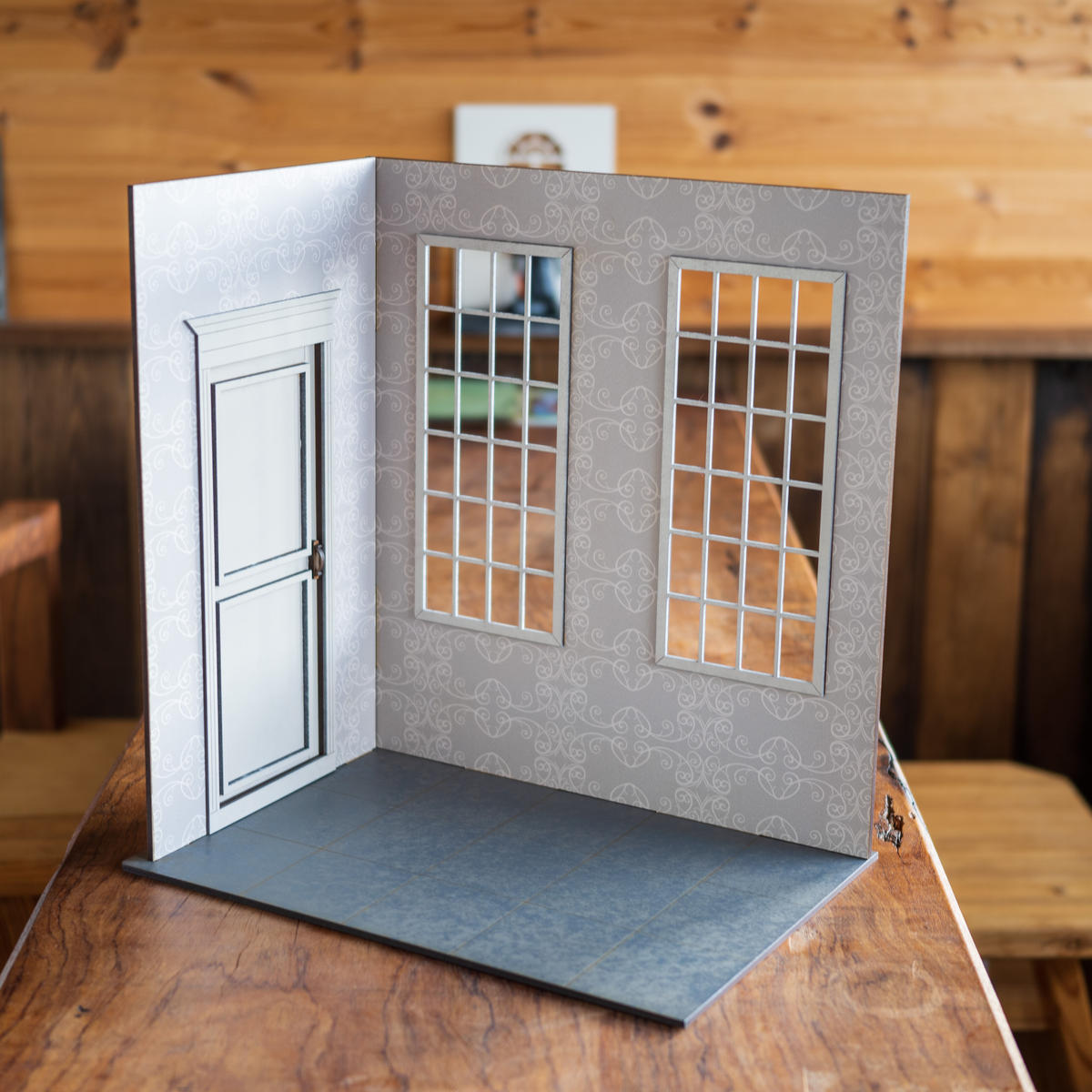 1/6 ドールハウス 木製グレーベージュ腰壁