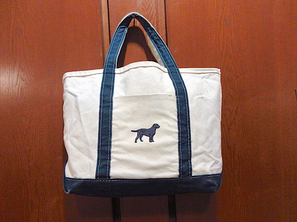 L L Bean犬刺繍入りキャンバストートバッグ緑 白size M r7 Bag