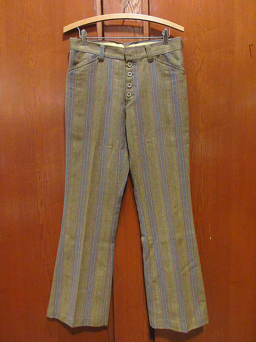ビンテージ70's○Levi's STA-PREST剥き出しボタンストライプフレア