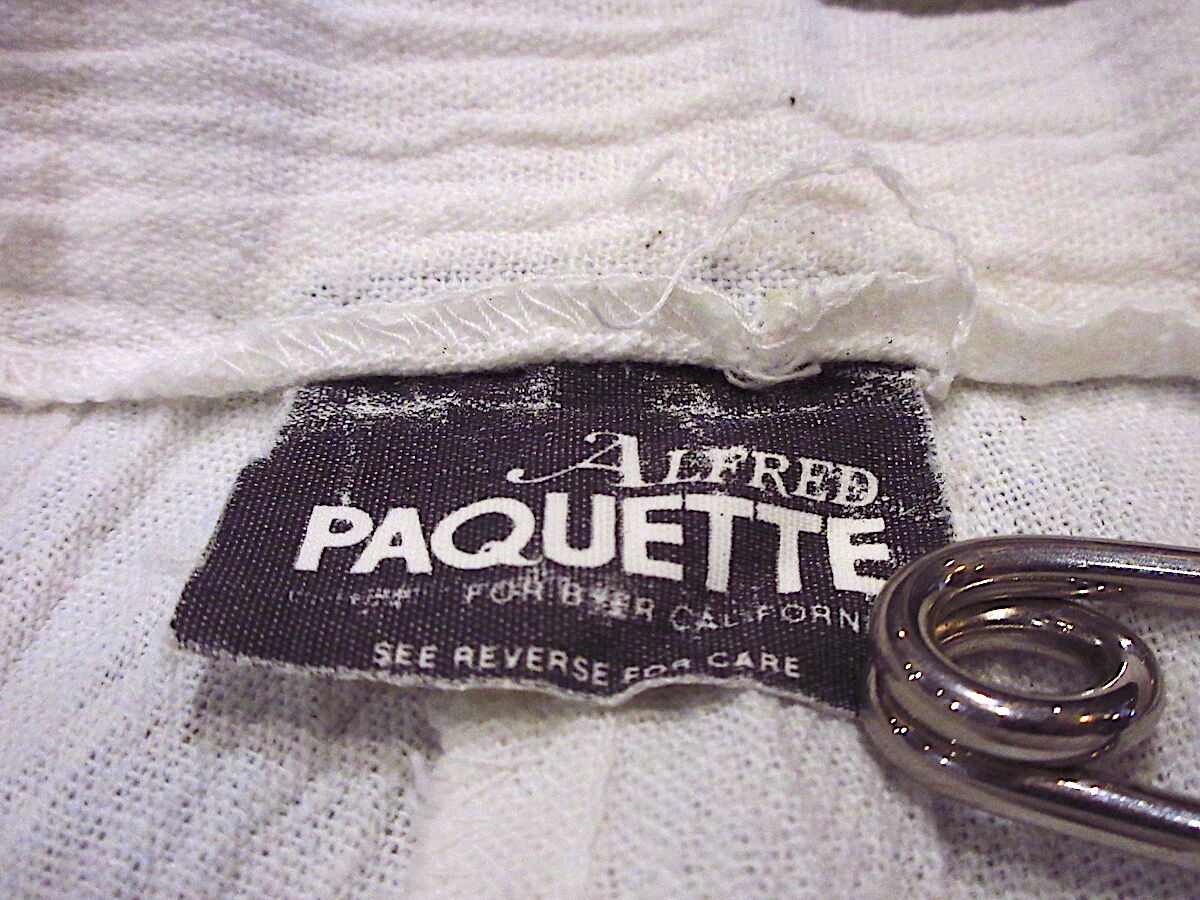 ビンテージ70's ALFRED PAQUETTEレディースクレープフレアパンツ白実寸W62c...