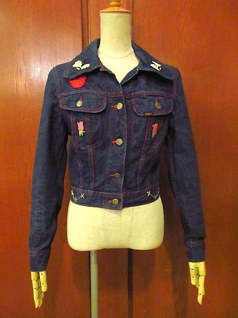 ビンテージ70's○Ms.LEEレディース刺繍デニムジャケット○200611f6-w