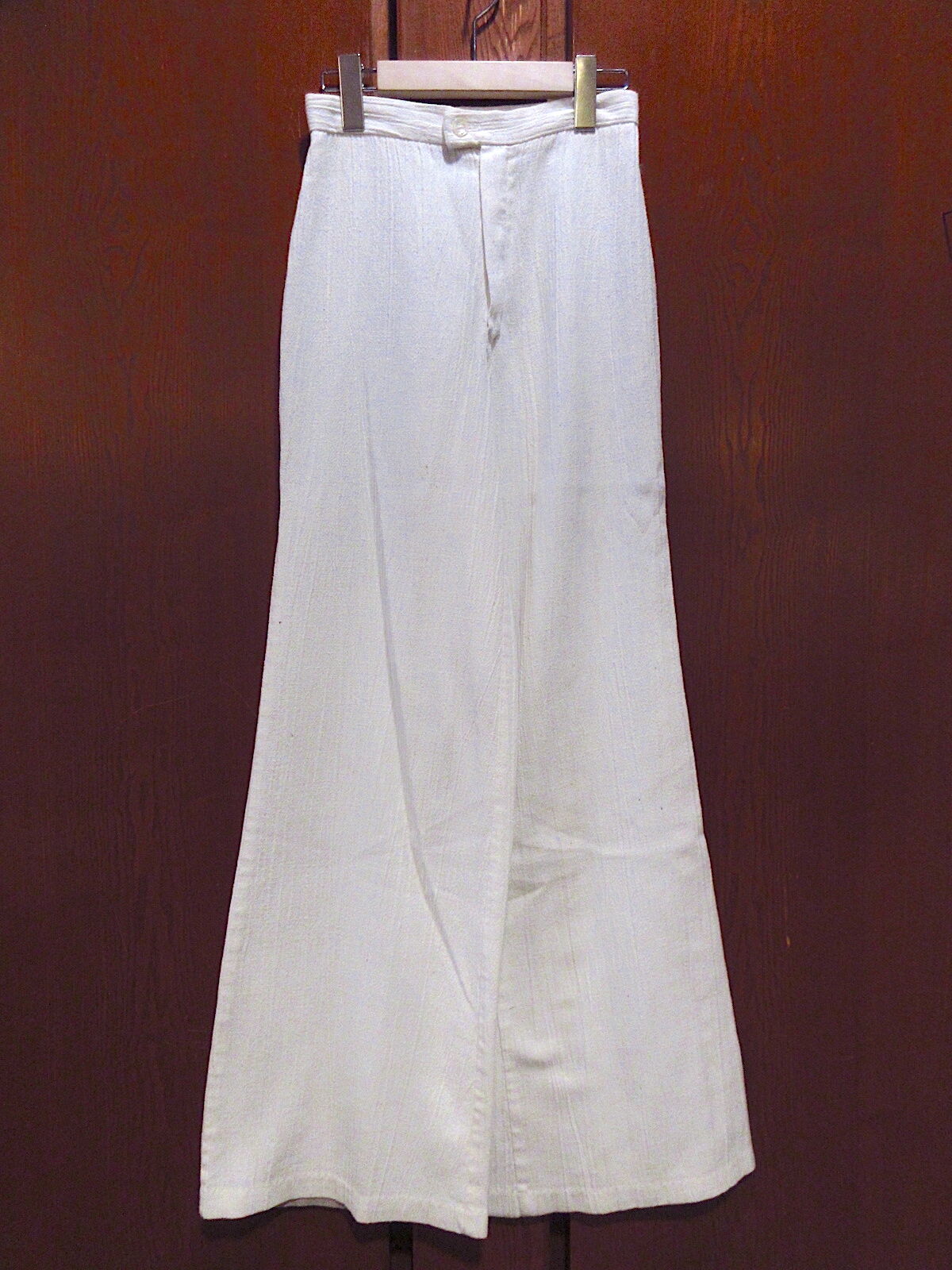 ビンテージ70's ALFRED PAQUETTEレディースクレープフレアパンツ白実寸W62c...