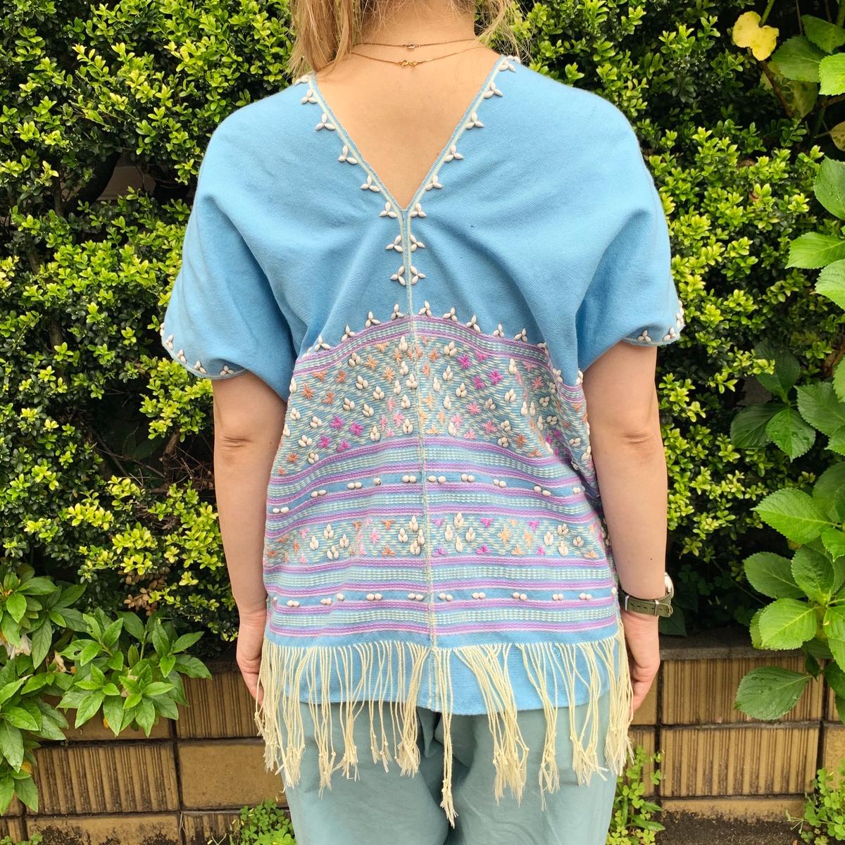 1970'S VINTAGE フリンジデザインビーズ刺繍ウィピル [9245] | CRUNC...