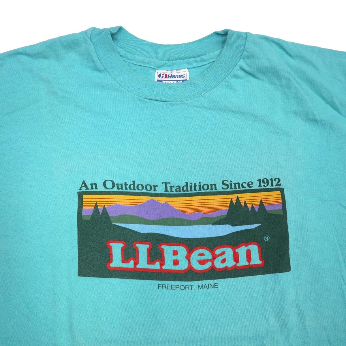 90's Hanes LL Bean プリント Tシャツ Turquoise XLサイズ US... 90's Hanes LL Bean プリント Tシャツ Turquoise XLサイズ US...