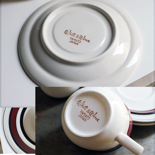 ヤマト White&Wine カップ&ソーサー ワインレッドライン STONEWARE