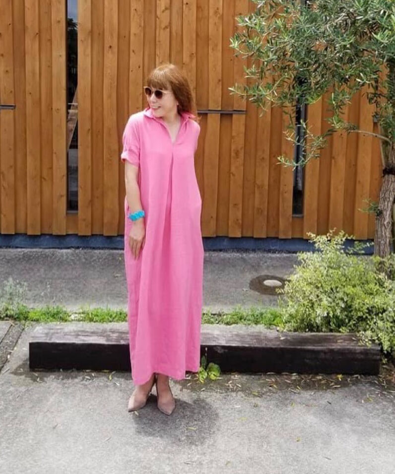 襟付きロングワンピース半袖 Opc 04 Dg ダブルガーゼ Fサイズ Dear Ange