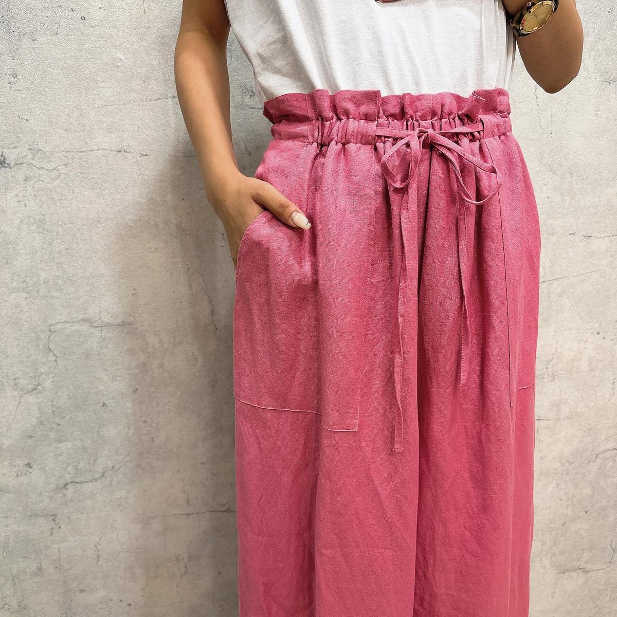 Dignite collier (ディニテコリエ)IF-808427 リネンワイドギャザ-パンツ