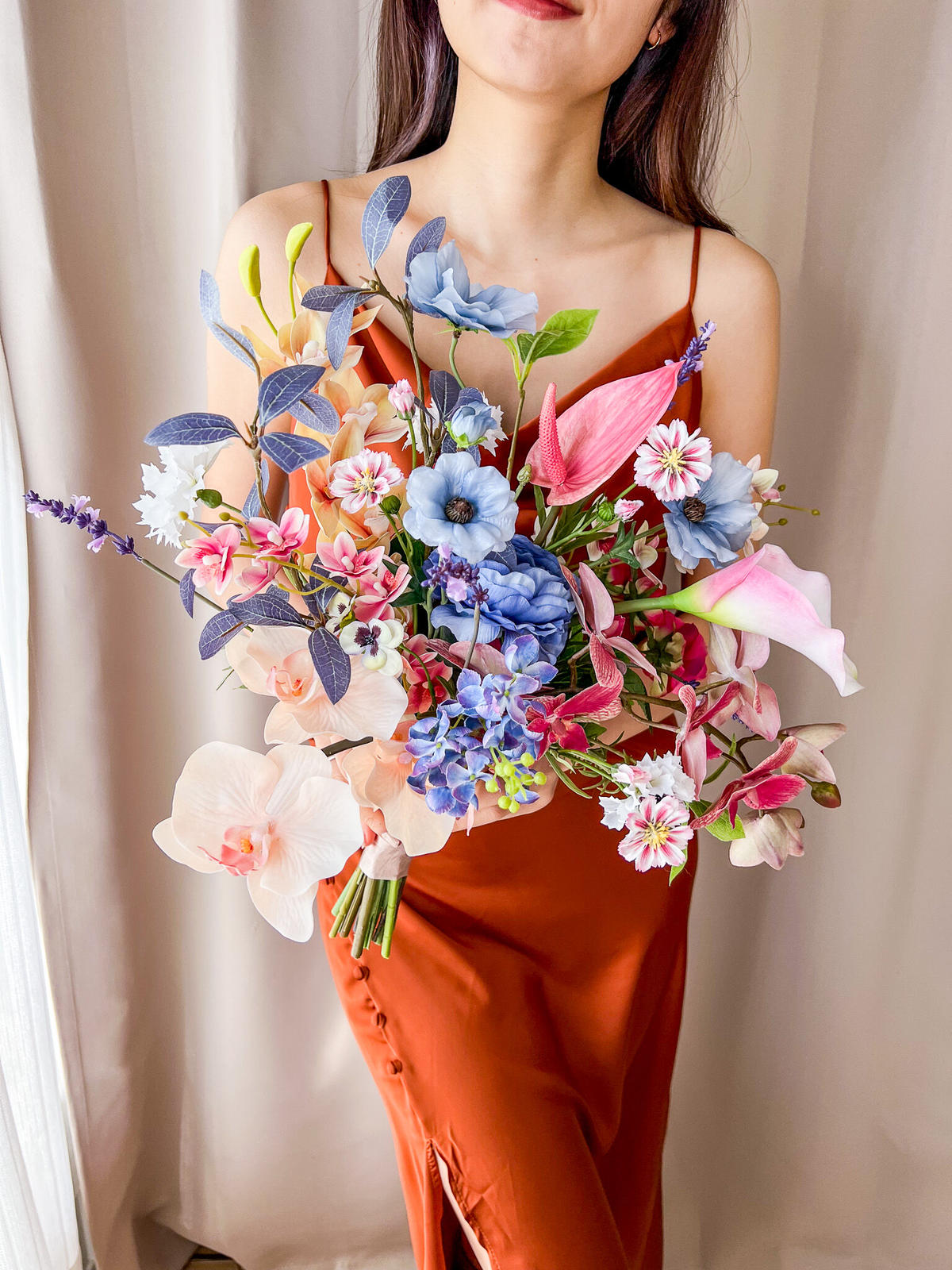 驚きの価格が実現 ブーケ マーガレット 胡蝶蘭 ダリア 造花 アーティ