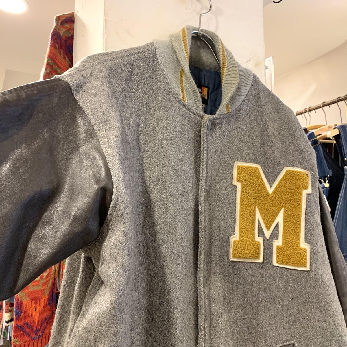 80s Fordham スタジャン フォーダム ロング丈 ウールxレザー (S2080 80s Fordham スタジャン フォーダム ロング丈 ウールxレザー (S2080