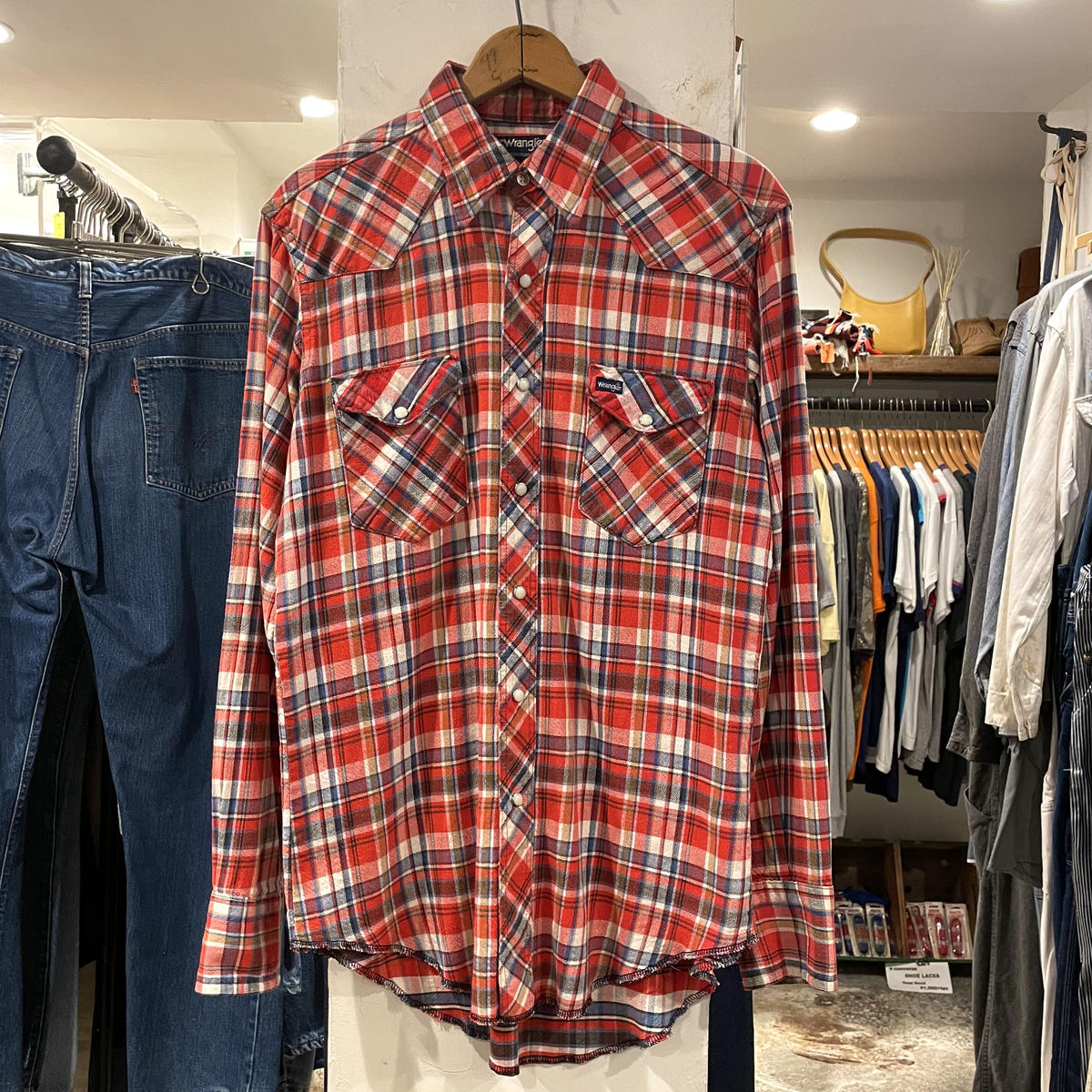 80s Wrangler L/S ウエスタンシャツ チェック柄 USA製 80年代