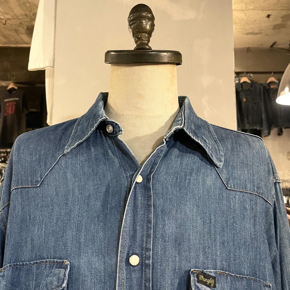 70s USA Wrangler ラングラー デニム ウエスタン シャツ シャツ