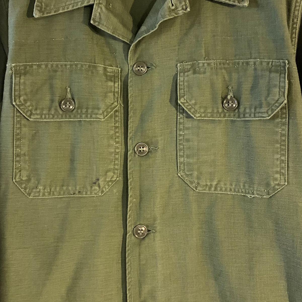 60s US ARMY ユーティリティシャツ 筒袖 OG-107 ミリタリーシャツ 1965