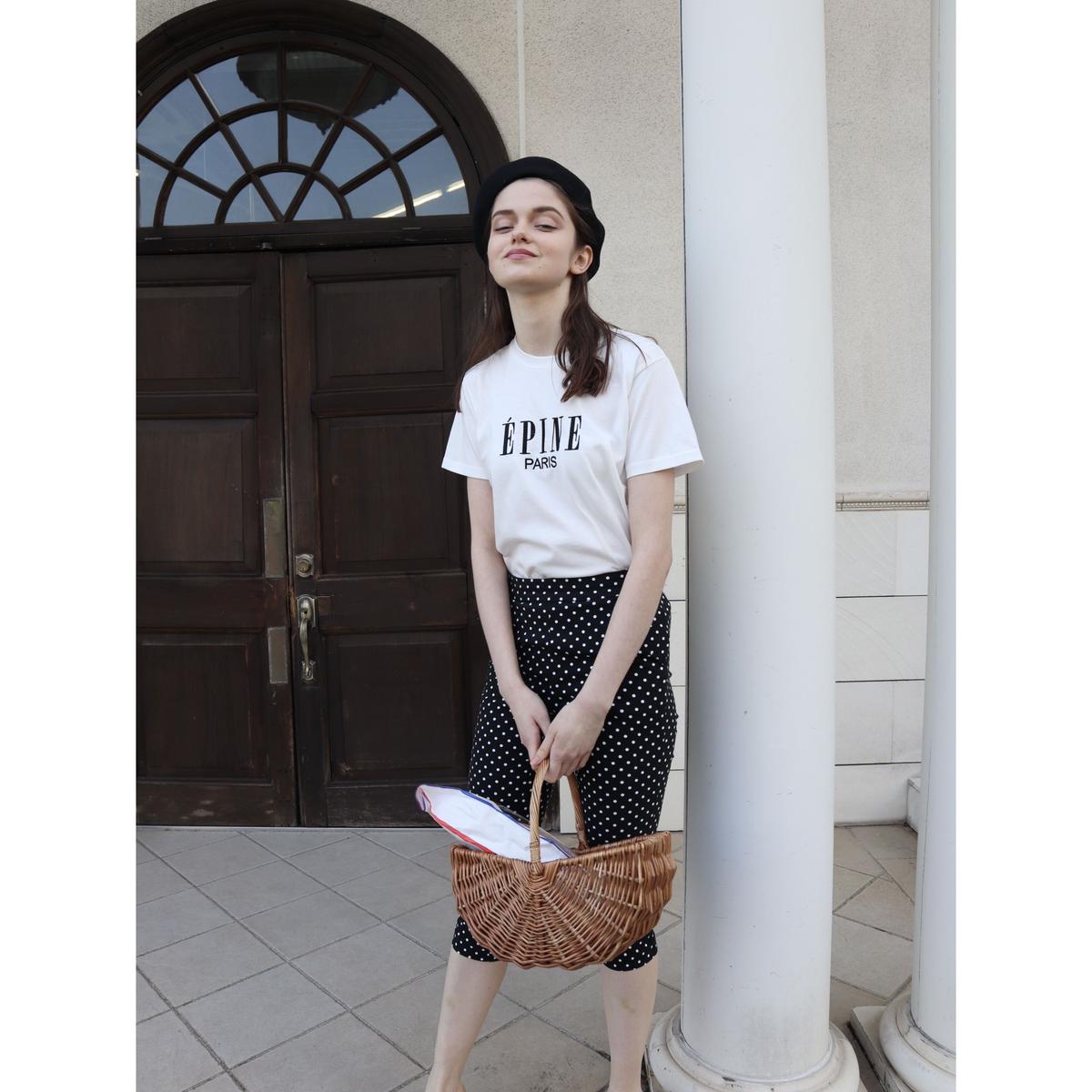 ÉPINE PARIS embroidery tee white×black | épine