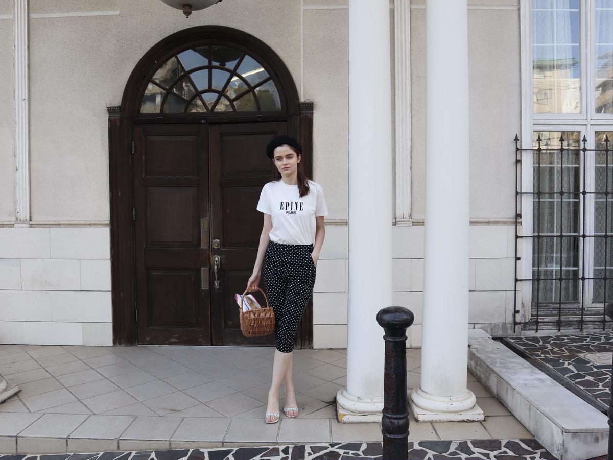 ÉPINE PARIS embroidery tee white×black | épine