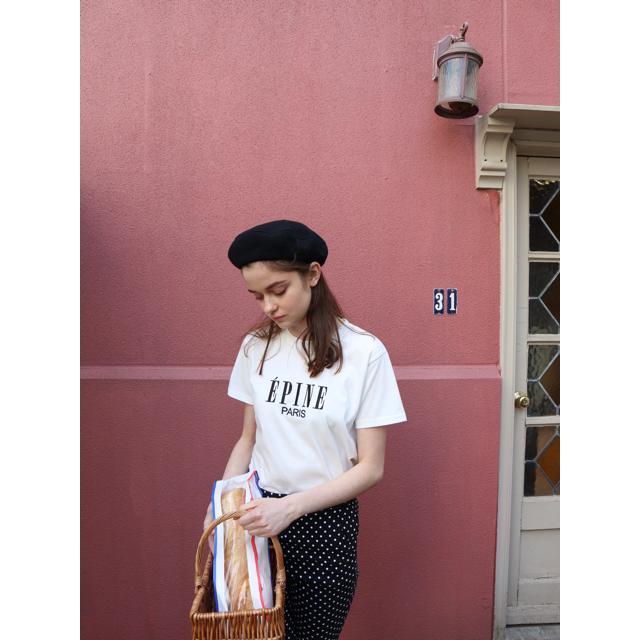 ÉPINE PARIS embroidery tee white×black | épine