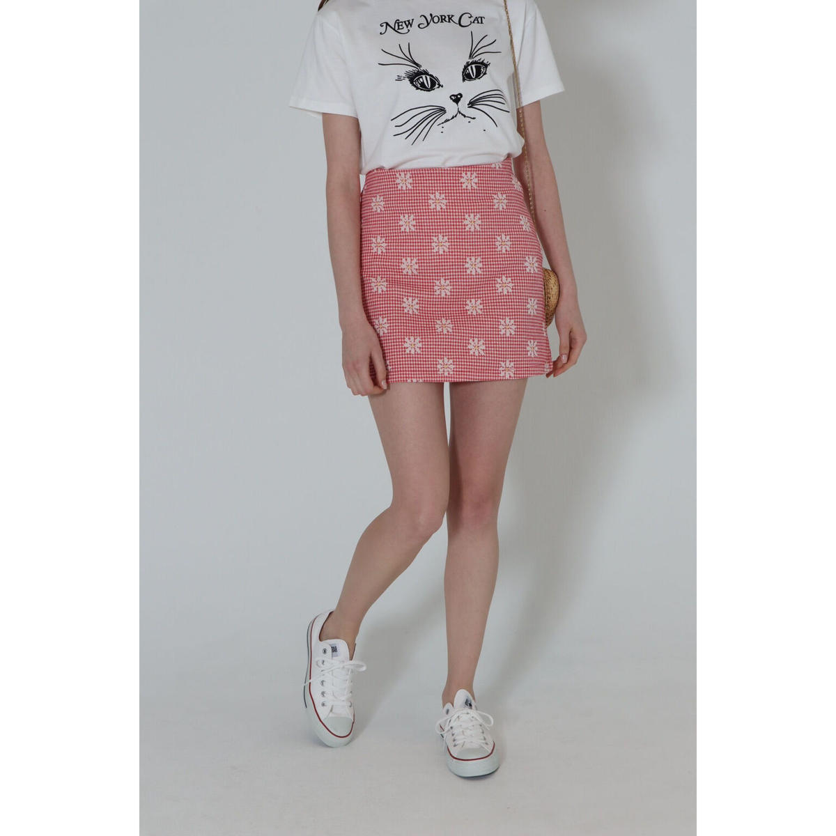 gingham flower mini skirt red | épine