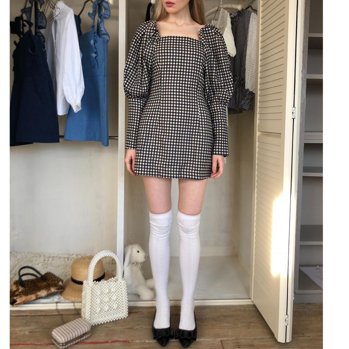 Square Neck Gingham Onepiece Epine