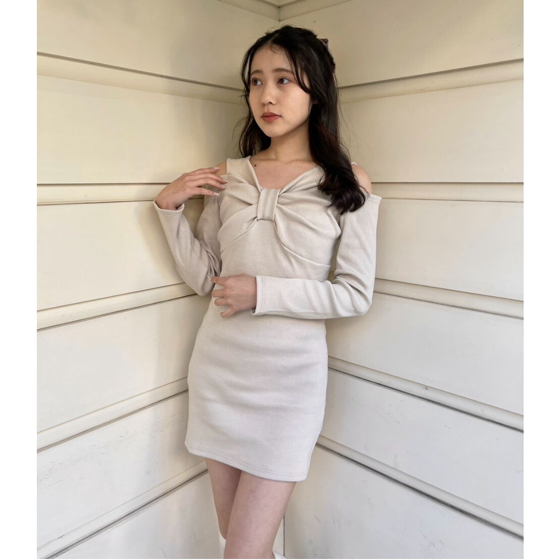 ribbon lady onepiece beige | épine