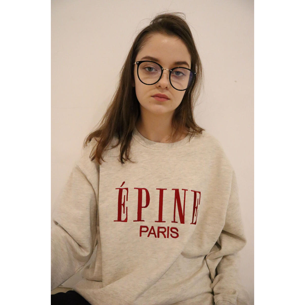 ÉPINE PARIS ネイビートレーナー ÉPINE PARIS embroidery sweat navy×white | épine