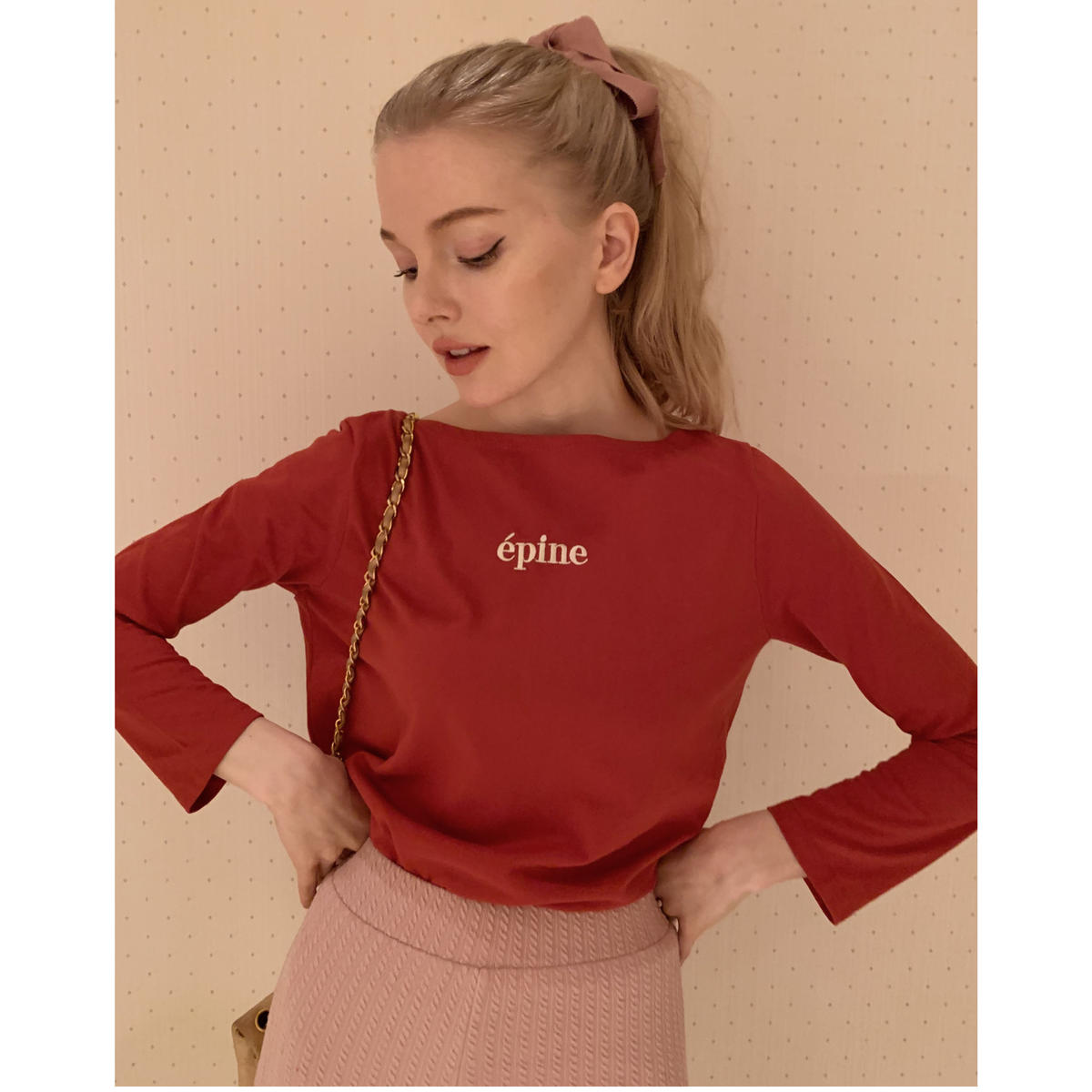 épine embroidery long tee red | épine