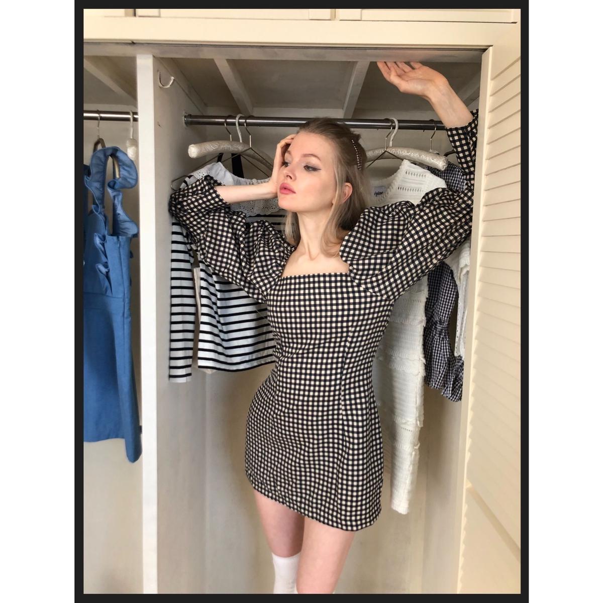 Square Neck Gingham Onepiece Epine