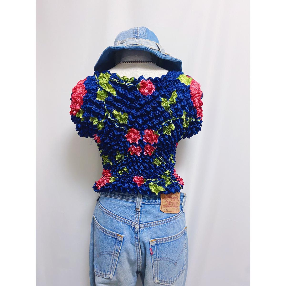 2200530 Vintage 花柄ポップコーントップス NAV F | ERA vintage