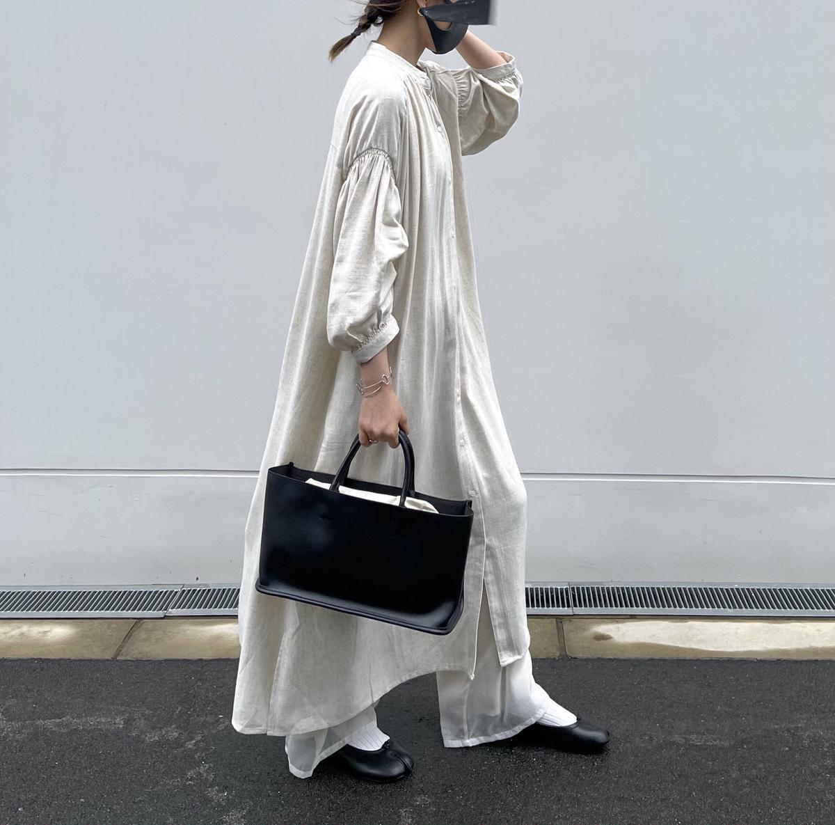 ギャザーパフスリーブリネンワンピース F A S H I R U