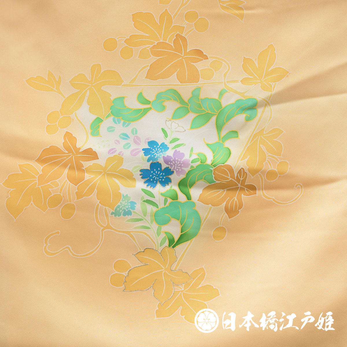 0285 付け下げ 正絹 袷 薄オレンジ 草花 金彩 身丈162cm 0285 付け下げ 正絹 袷 薄オレンジ 草花 金彩 身丈162cm