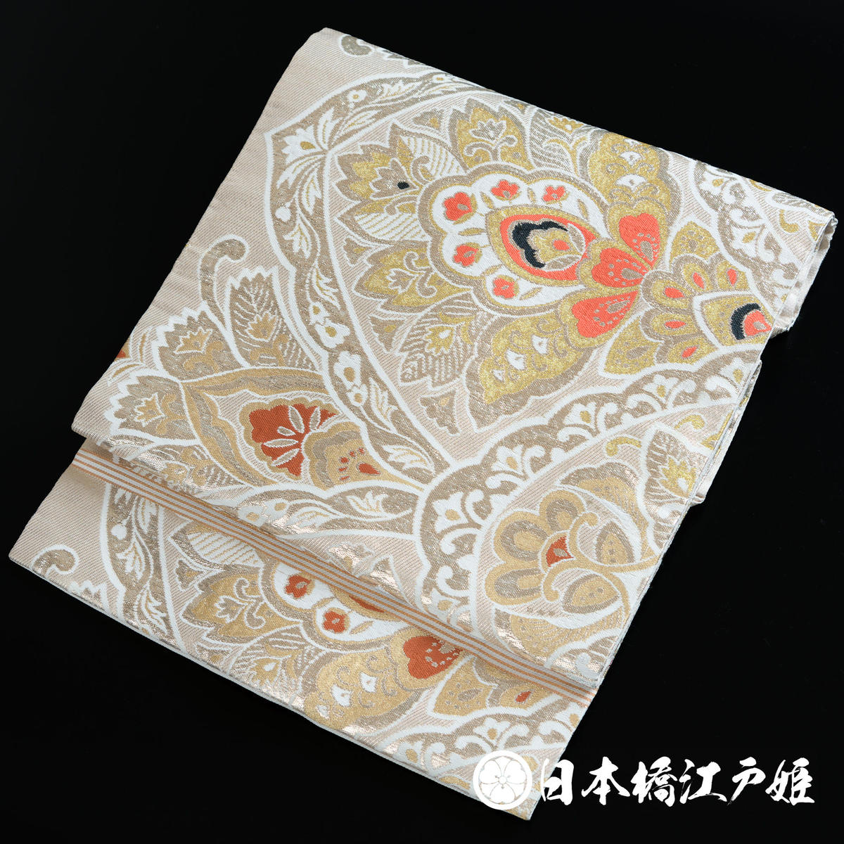 名古屋帯 孔雀 金銀糸 流水紋 NO-203 名古屋帯 孔雀 金銀糸 流水紋 NO-203