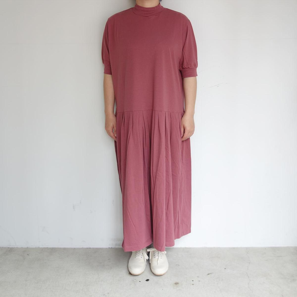 Homspun 30 天竺 ハイネック 半袖ワンピース Folkhimeji S Store Homspun 30 天竺 ハイネック 半袖ワンピース Folkhimeji S Store
