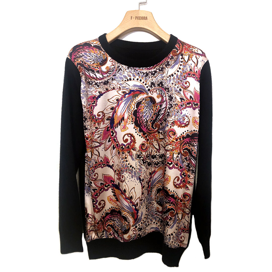 【X-SELL】Flessio　カシミヤ＆シルク　ボーダー\n薄手　セーター　Ｌ