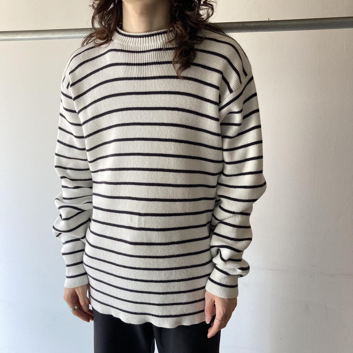 1990s J.CREW cotton border knit sweater | FRANK...