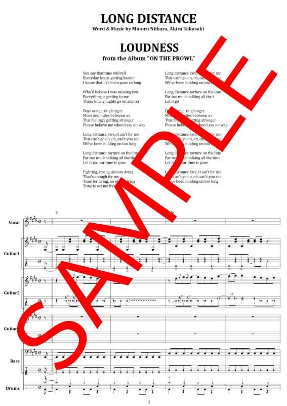 ラウドネス(LOUDNESS) / LONG DISTANCE バンド・スコア(TAB譜) 楽...