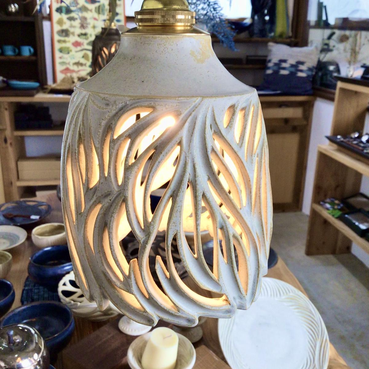 越前焼 ランプシェード 陶器 工芸品 越前焼 ランプシェード 陶器 工芸品