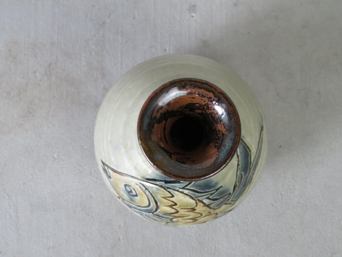 沖縄陶器 上江洲茂生うえずしげお作、大花瓶 やちむん 陶器 焼物 伝統