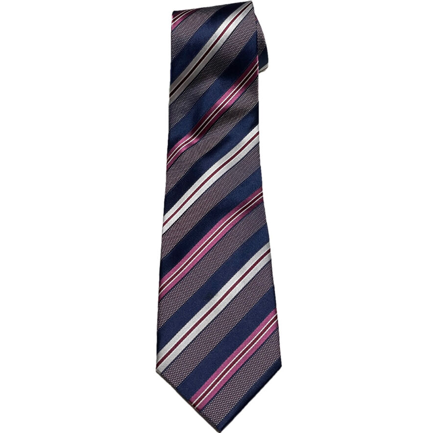 MADE IN ITALY製 ENRICO COVERI レジメンタルストライプシルクネクタイ...