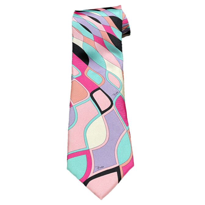 MADE IN ITALY製 EMILIO PUCCI 総柄シルクネクタイ マルチカラー |